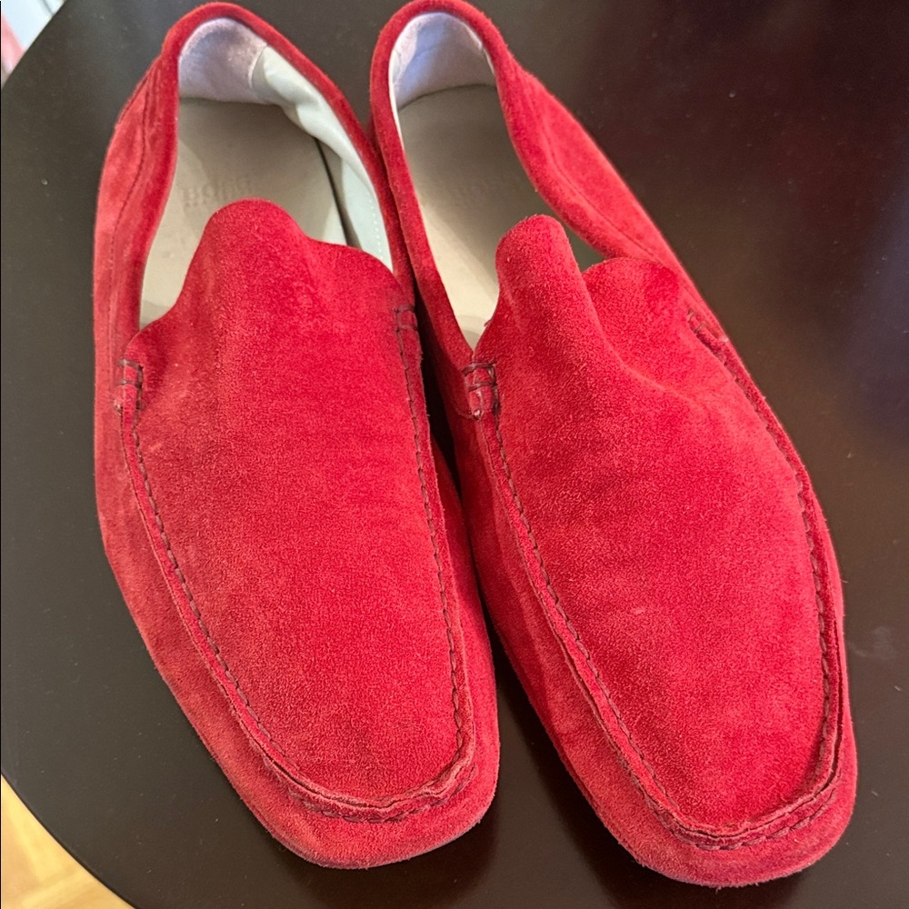 Hugo Boss Red Suede Men's Slip-On Loafers